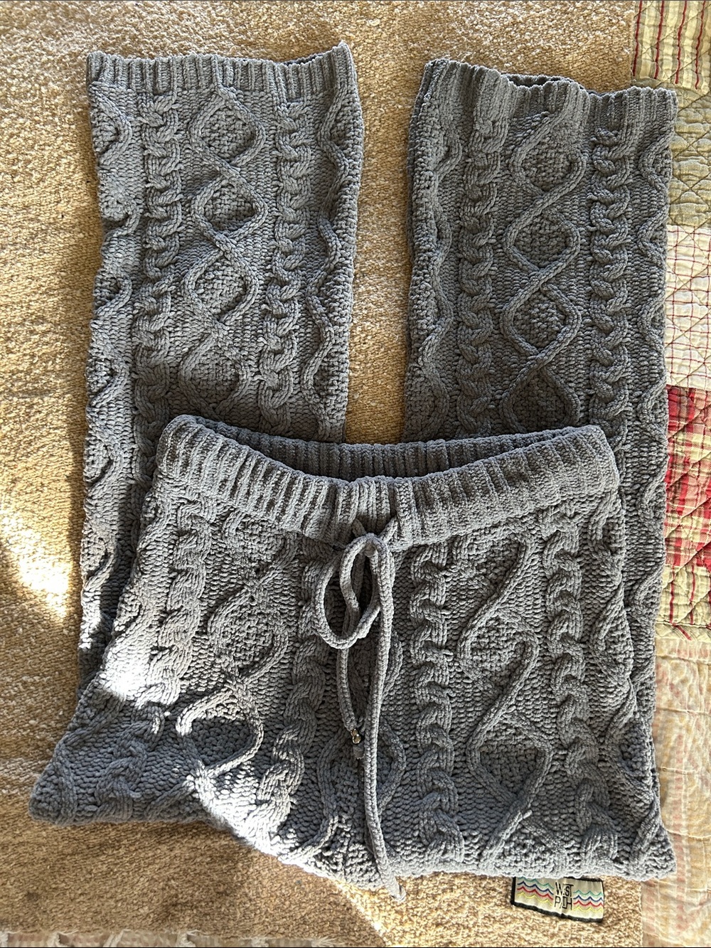 Cozy Cable Knit Women’s Gray Pants